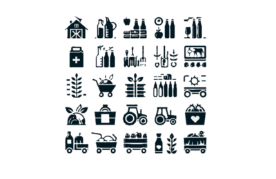Grafik mit landwirtschaftlichen Symbolen