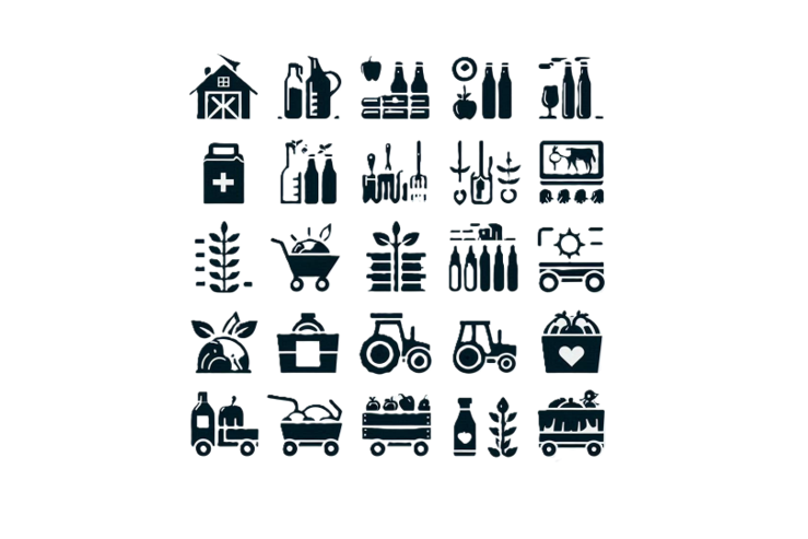 Grafik mit landwirtschaftlichen Symbolen